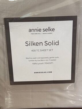 annie selke Silken Solid 400 TC Sheet Set — Light Taupe